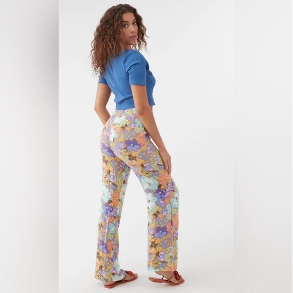 🔆O’Neill🔆 JOHNNY SAMI FLORAL BEACH PANTS WIDE LEG Elastic waist vacation - Picture 11 of 13